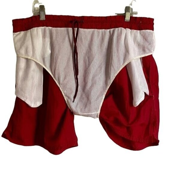 Basic Editions Red Swim Trunks Mens Large - Picture 7 of 8